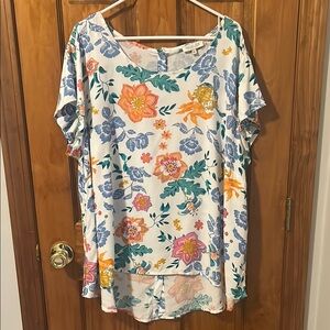 Rachel Zoe Button Back Tropical Blouse